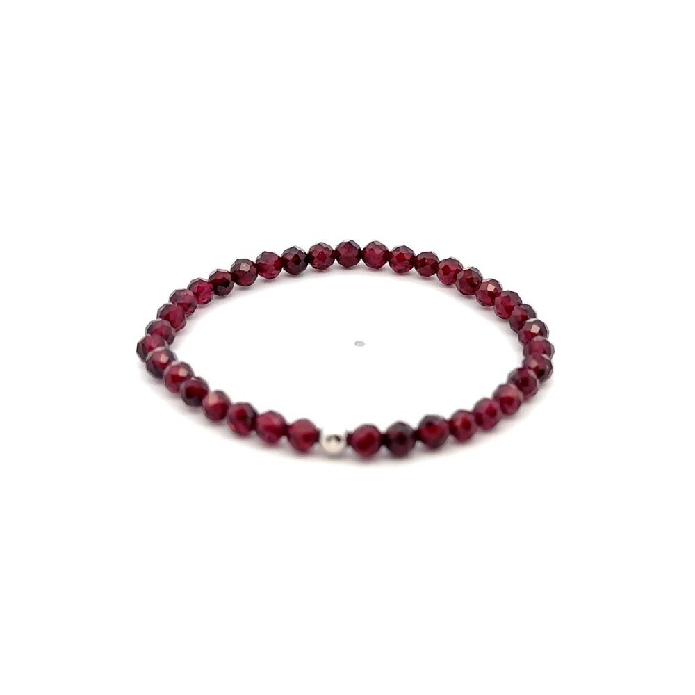 Natural Garnet Gemstone Mini 3mm 18K White Gold Charm Bead January Birthstone